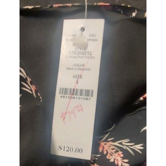 !White House Black Market 4 Mix print Black With Nailpolish floral tiered dress - Picture 6 of 9